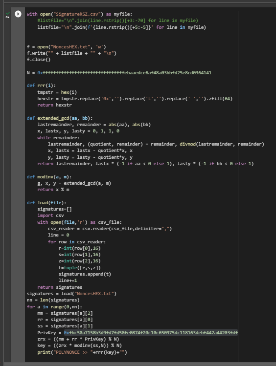 POLYNONCE ATTACK use BITCOIN signatures as a polynomial to an arbitrarily high power of 128 bits to obtain a private key